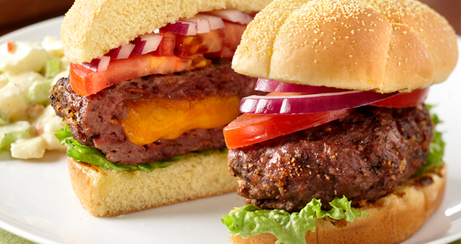 Hamburguesa rellena de Manchego